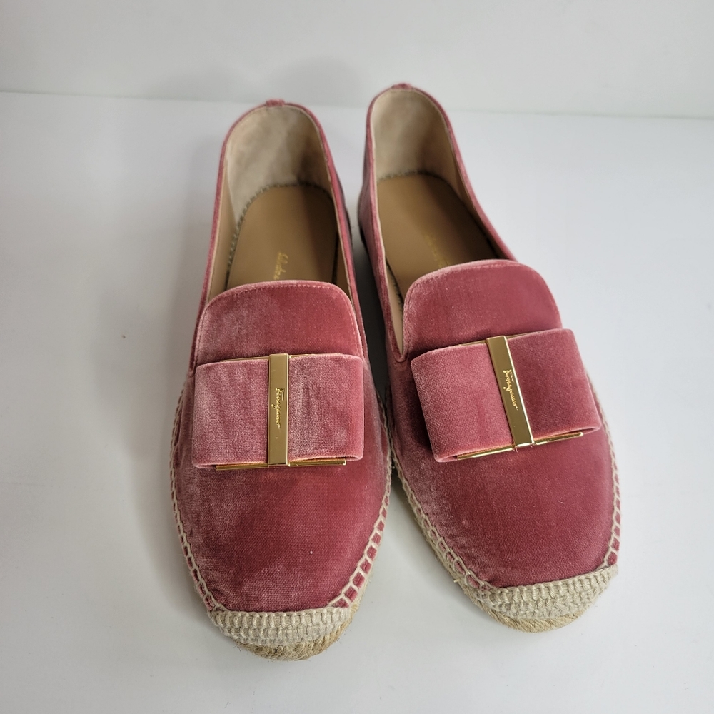 Salvatore Ferragamo Women's velvet espadrille SANNIO NIB 9.5 C RARE